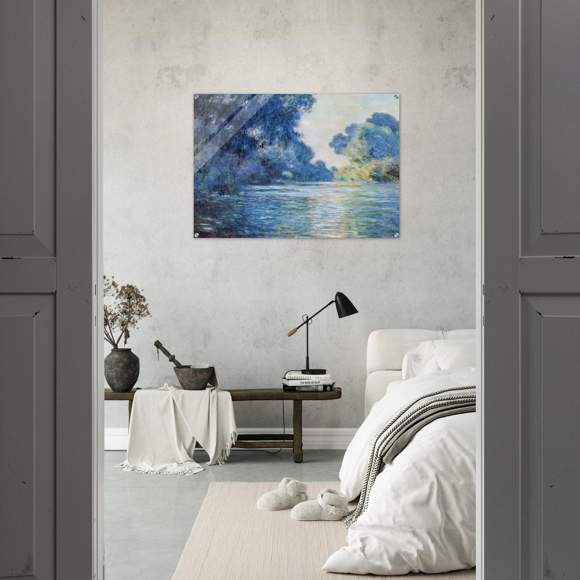 Morning on the Seine at Giverny 02 - claude monet Acrylic Print - 70x100 cm / 28x40″ inches