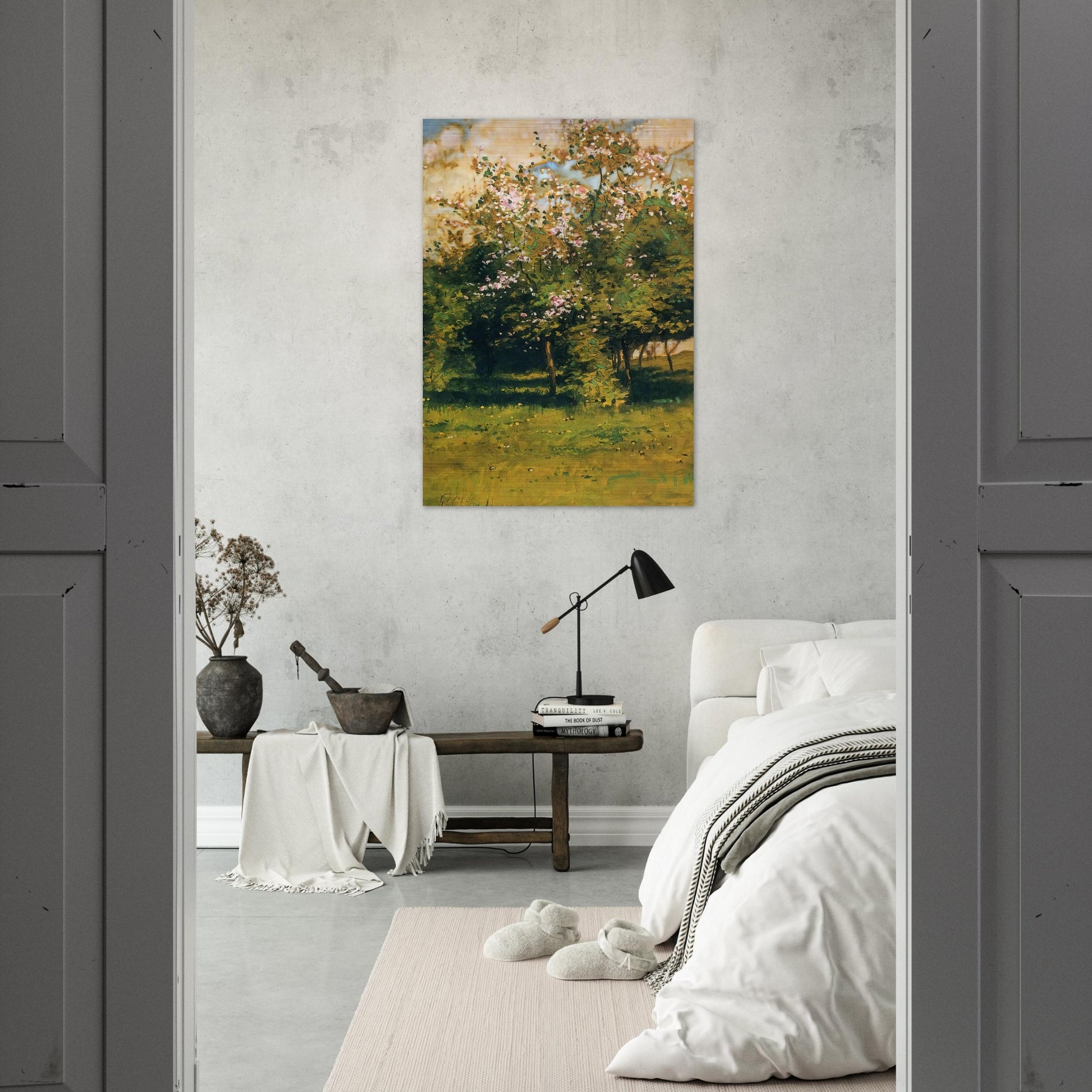 Blossoming Trees - Childe Hassam Brushed Aluminum Print - 70x100 cm / 28x40 inches | Childe Hassam Aluminum Print | Childe Hassam Prints