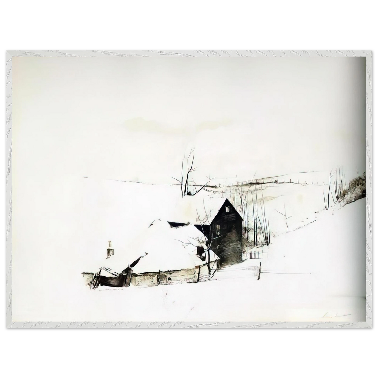Andrew Wyeth - THE CORNER Wall Art - 21x29.7 cm / 8x12" - Premium Wooden Framed Poster With Fine Art Paper - Wood frame
