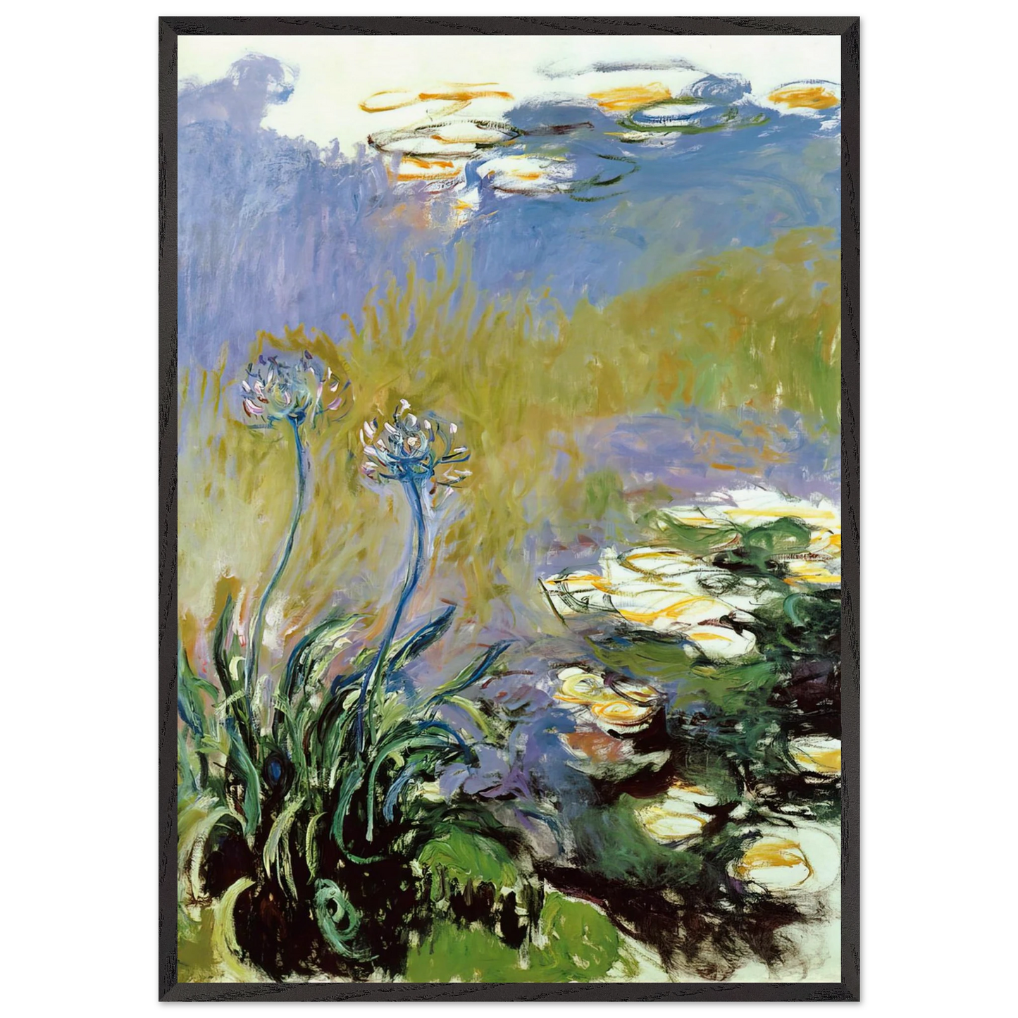Agapanthus - claude monet Framed Art Print – Black Wooden Frame - Default Title - -Framed Art Print