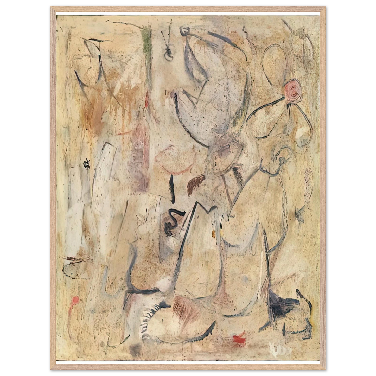 Helen Frankenthaler - Beach, 1950- Wall Art - 60x80 cm / 24x32 inches - Premium Wooden Framed Poster With Fine Art Paper - Black frame