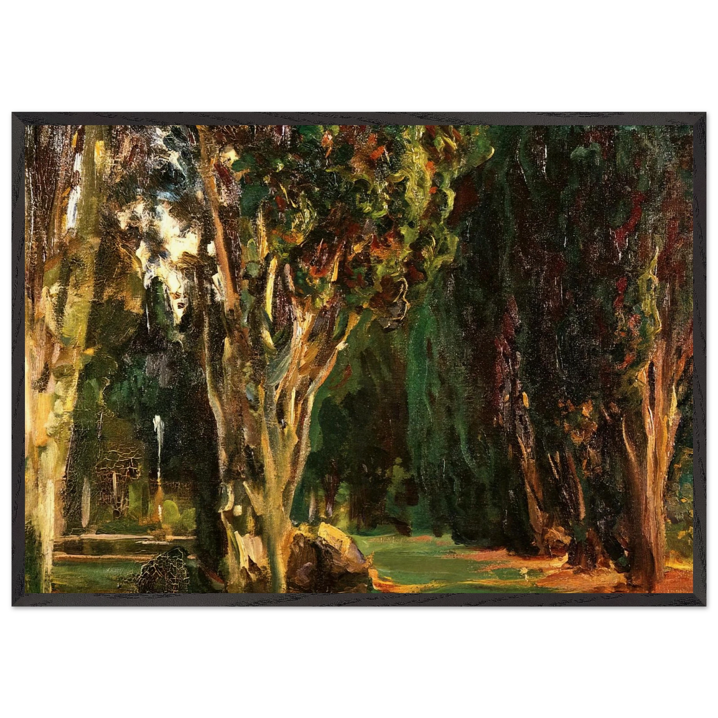 Falconieri Gardens Frascati - John Singer Sargent Framed Art Print – Black Wooden Frame - Default Title - -Framed Art Print