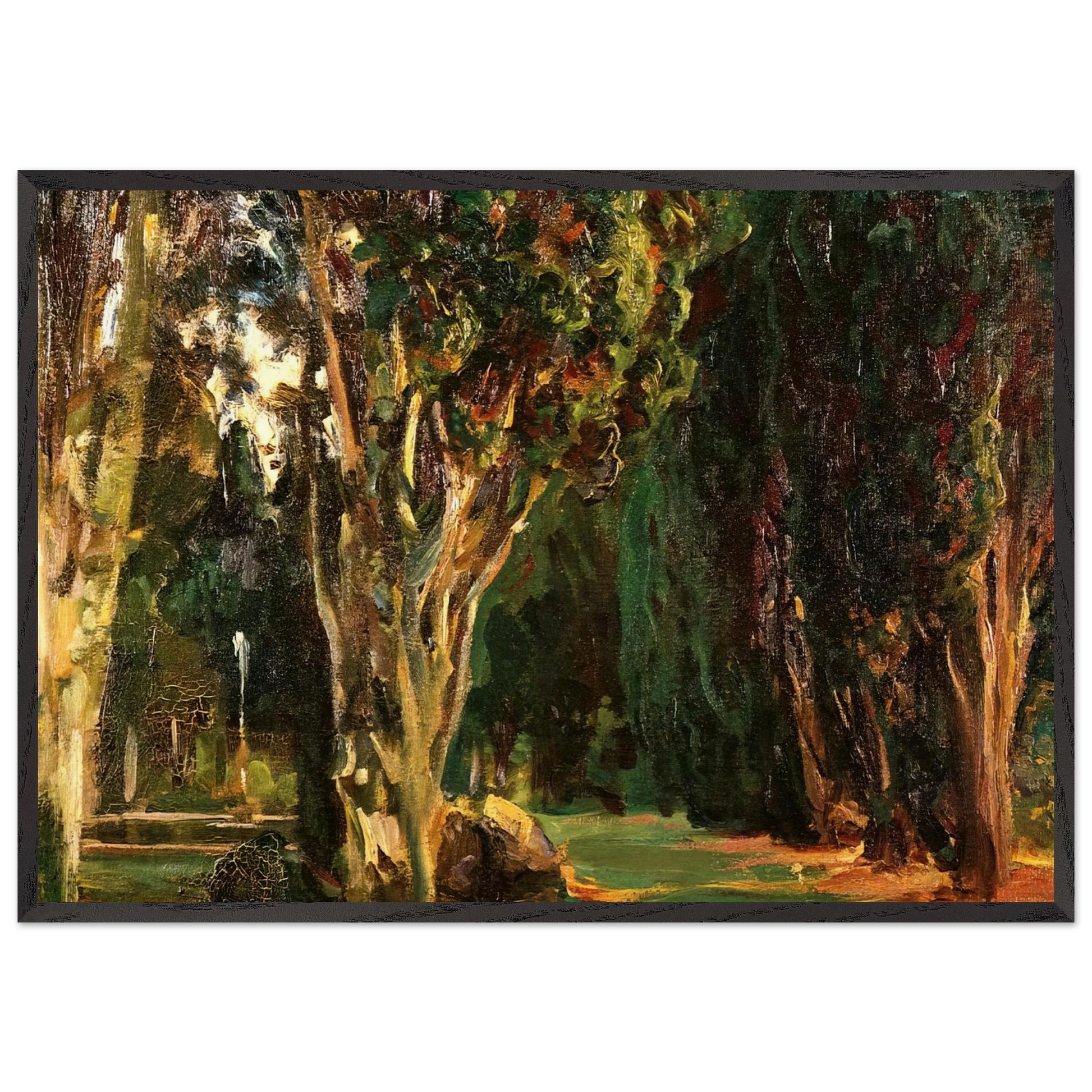 Falconieri Gardens Frascati - John Singer Sargent Framed Art Print – Black Wooden Frame - Default Title - -Framed Art Print