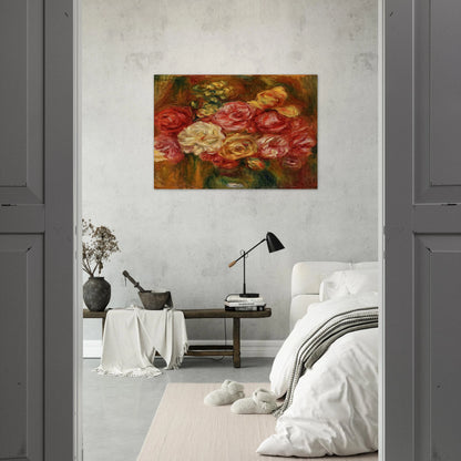 Bouquet of Roses in a Green Vase - Pierre-Auguste Renoir Brushed Aluminum Print - 70x100 cm / 28x40 inches | Pierre-Auguste Renoir Aluminum Print | Pierre-Auguste Renoir Prints