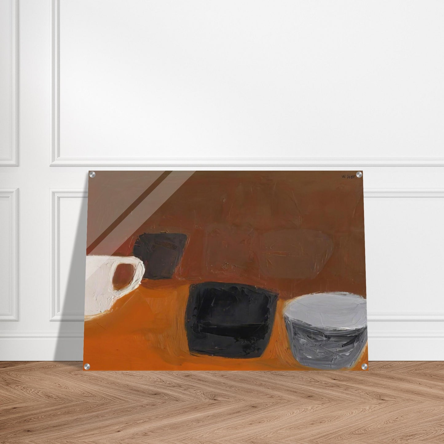 Still Life with White Mug - 1957 - William Scott Acrylic Print - 70x100 cm / 28x40″ inches | William Scott Wall Art | William Scott Prints