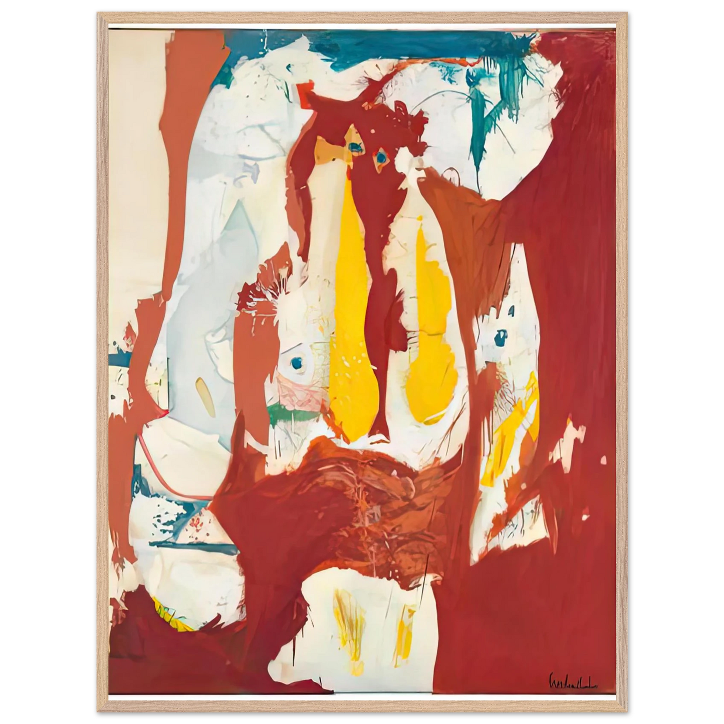 Helen Frankenthaler - The Red Sea, 1959- Wall Art - 21x29.7 cm / 8x12" - Premium Wooden Framed Poster With Fine Art Paper - White frame