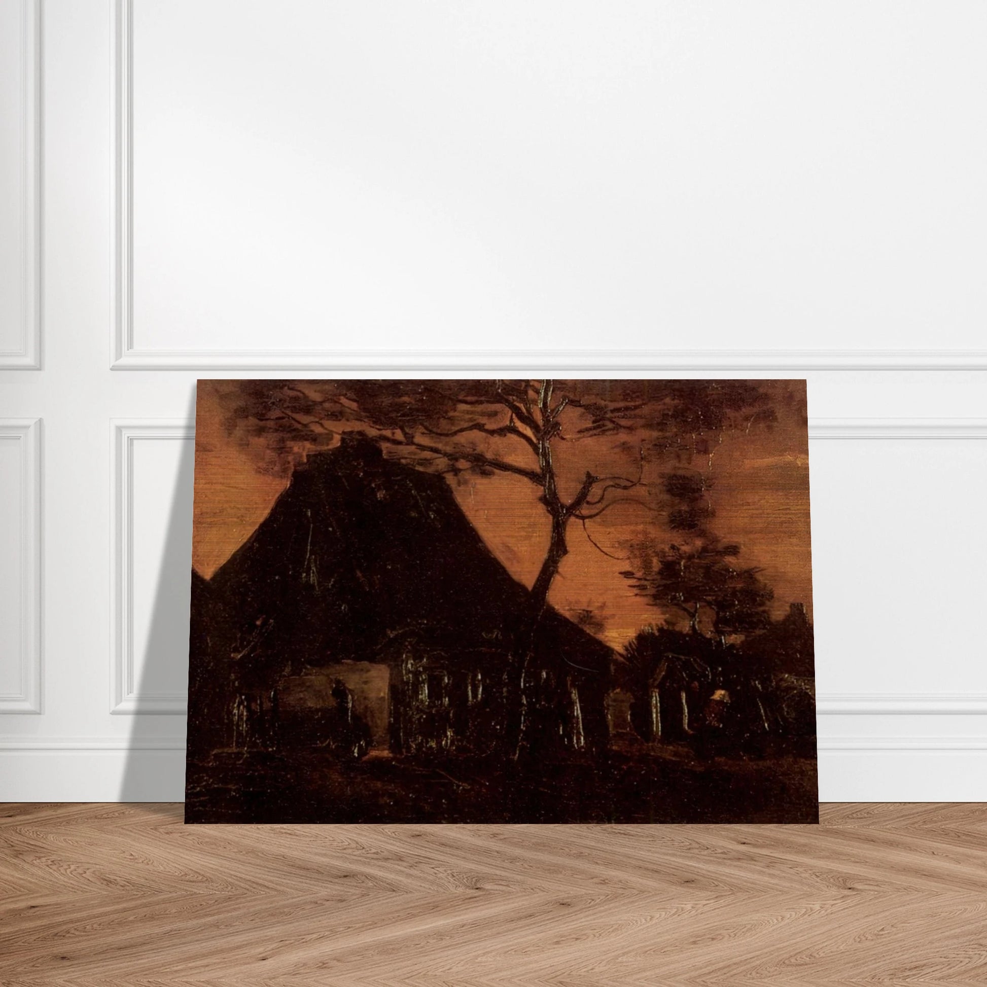Cottage with Trees - Vincent van Gogh Brushed Aluminum Print - 70x100 cm / 28x40 inches | Vincent van Gogh Aluminum Print | Vincent van Gogh Prints