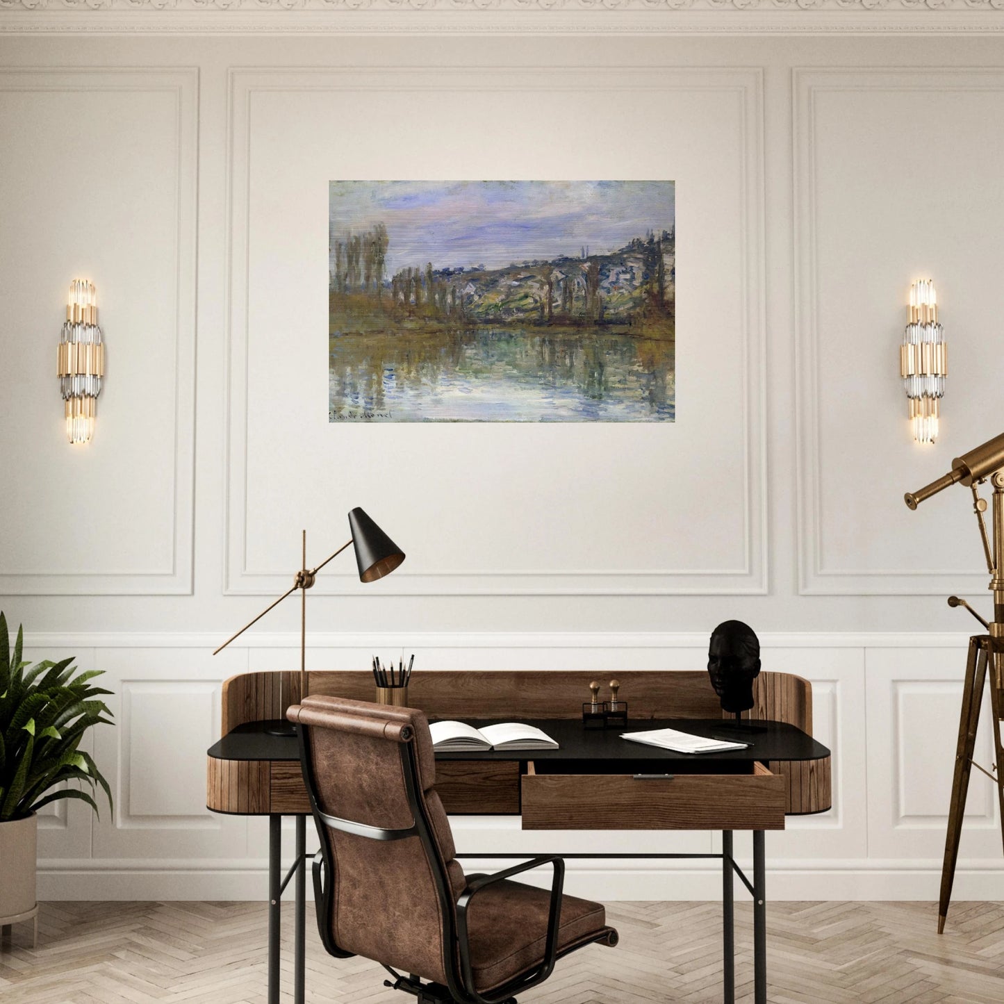 The Seine near Vetheuil - claude monet Brushed Aluminum Print - 70x100 cm / 28x40 inches | claude monet Aluminum Print | claude monet Prints
