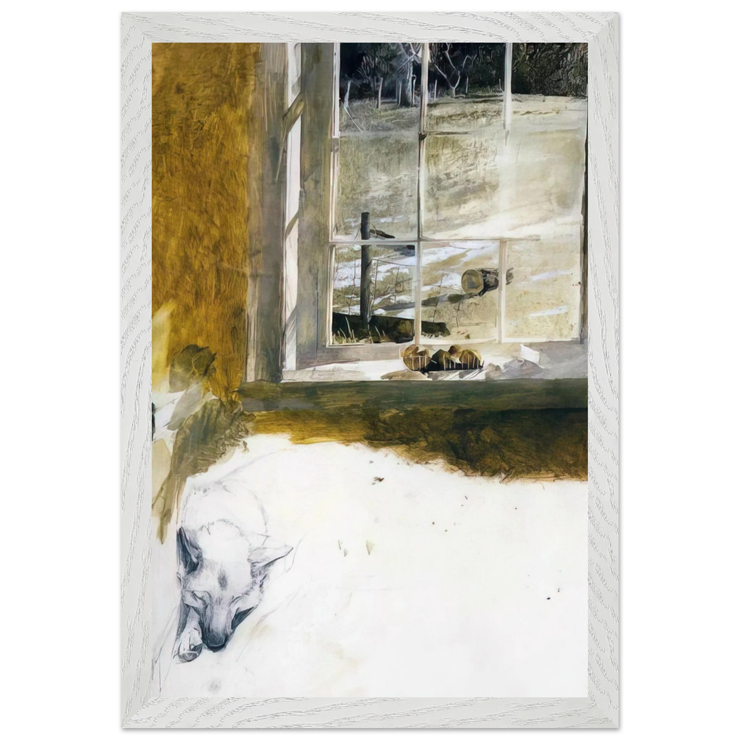 Andrew Wyeth - GROUNDHOG DAY 3 Wall Art - 21x29.7 cm / 8x12" - Premium Wooden Framed Poster With Fine Art Paper - Black frame
