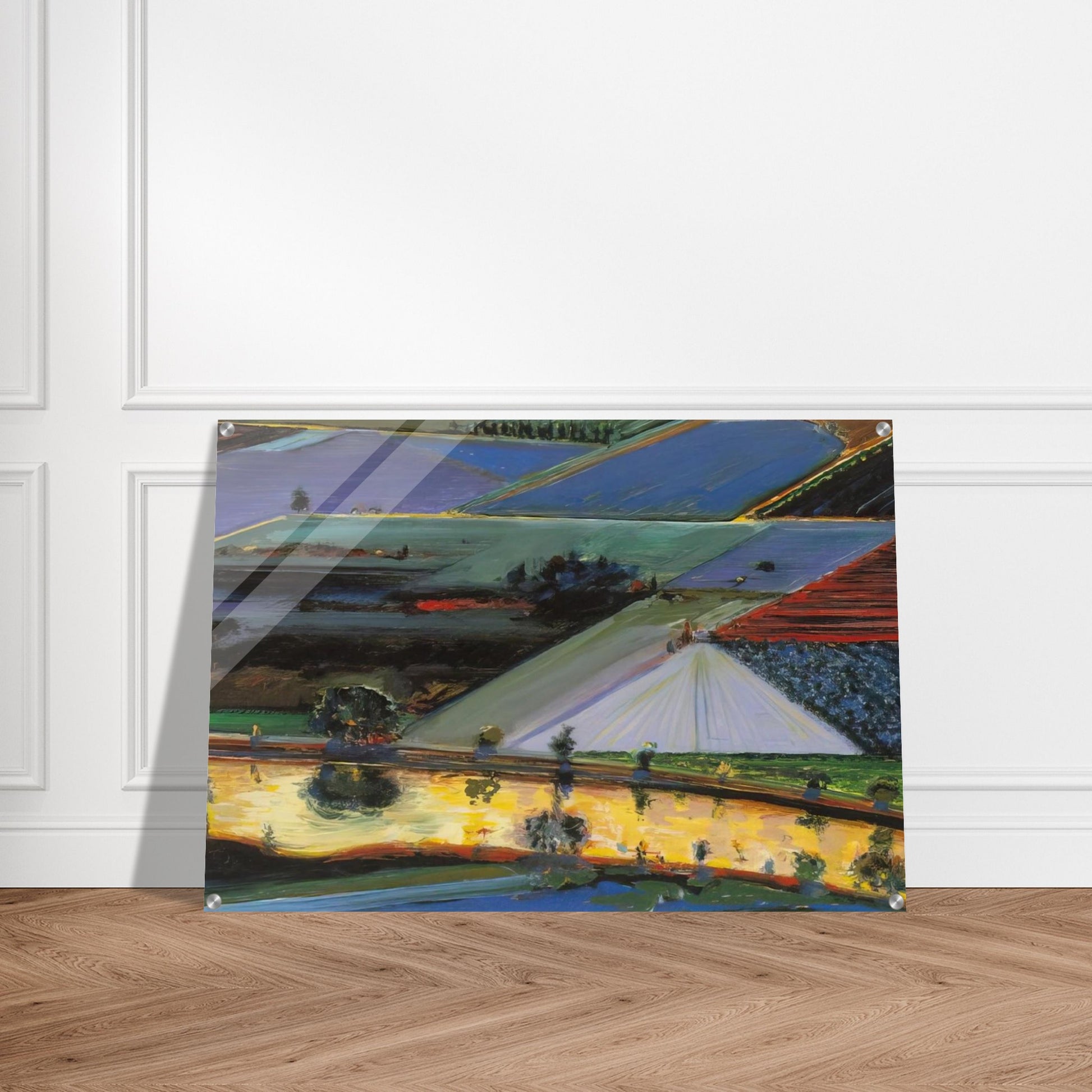 Farm Channel - 1996 - Wayne Thiebaud Acrylic Print - 70x100 cm / 28x40″ inches | Wayne Thiebaud Wall Art | Wayne Thiebaud Prints