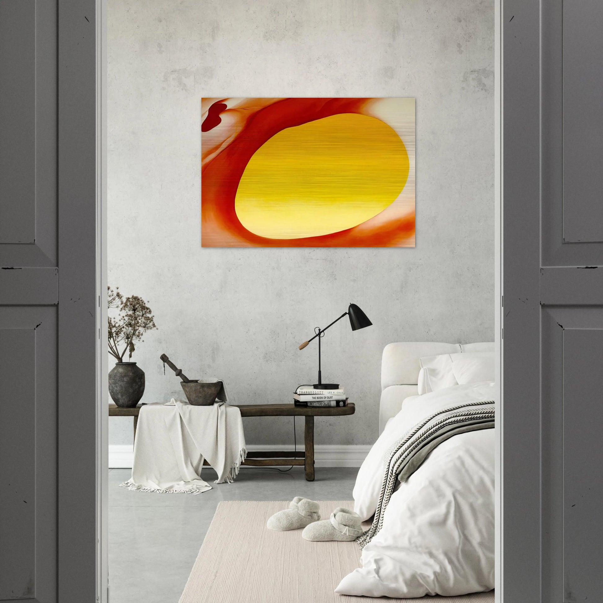 Pelvis Series - Red with Yellow - Georgia O'Keeffe Brushed Aluminum Print - 70x100 cm / 28x40 inches | Georgia O'Keeffe Aluminum Print | Georgia O'Keeffe Prints
