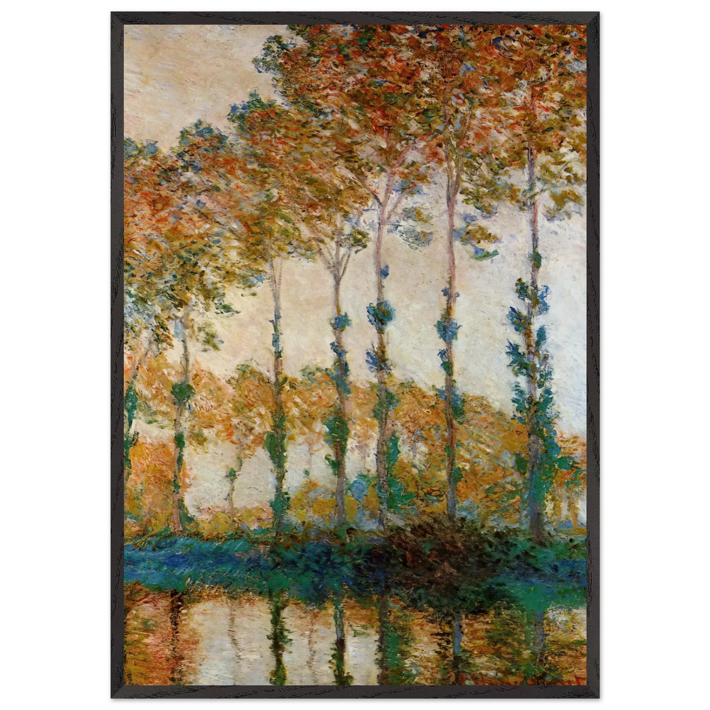 Poplars on the Banks of the Epte Autumn - claude monet Framed Art Print – Black Wooden Frame - Default Title - -Framed Art Print