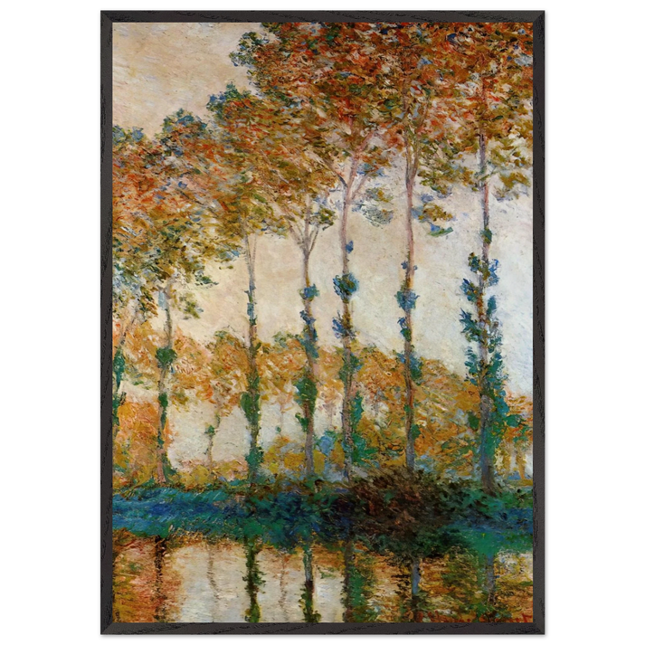Poplars on the Banks of the Epte Autumn - claude monet 70x100 cm / 28x40 inches Framed Art Print – Black Wooden Frame