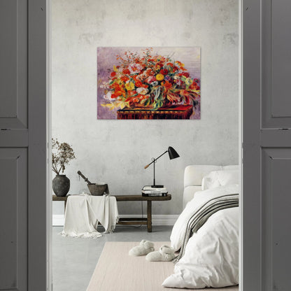 Basket of Flowers - Pierre-Auguste Renoir Brushed Aluminum Print - 70x100 cm / 28x40 inches | Pierre-Auguste Renoir Aluminum Print | Pierre-Auguste Renoir Prints
