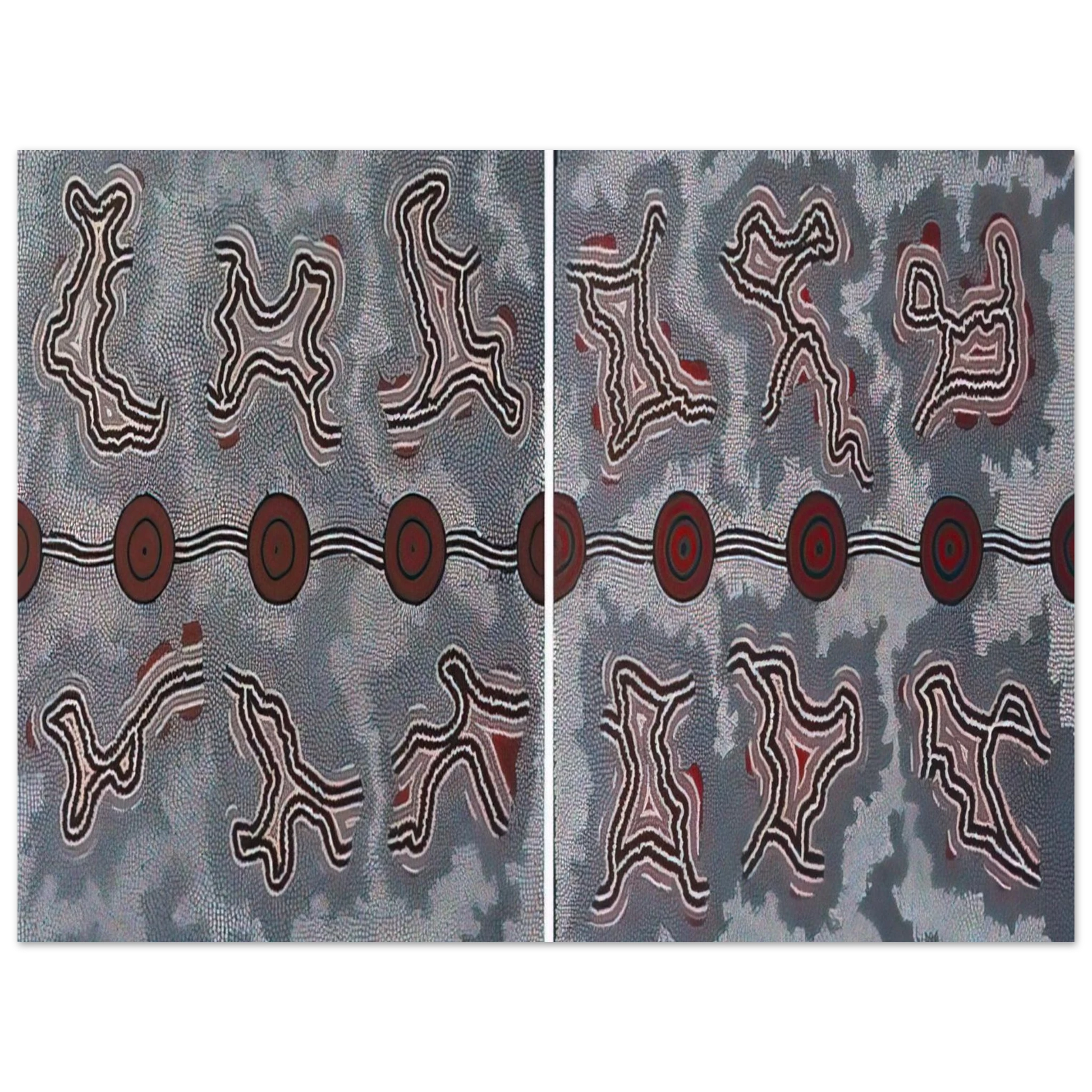Clifford Possum Tjapaltjarri - Narripi Dreaming Diptych - 1990 Fine Art Poster - Default Title