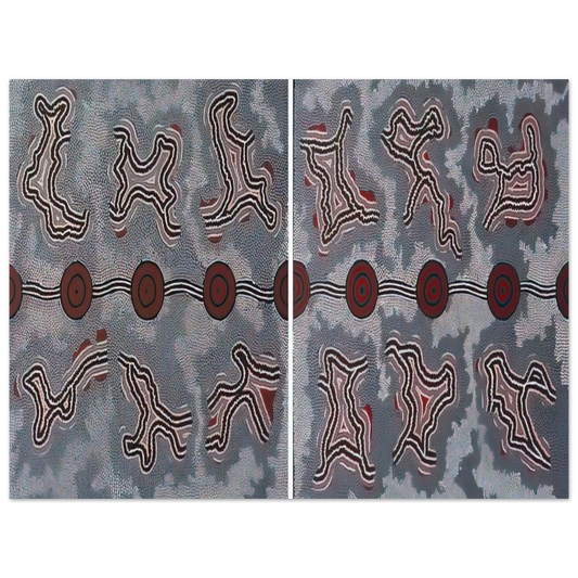 Clifford Possum Tjapaltjarri - Narripi Dreaming Diptych - 1990 Fine Art Poster - Default Title
