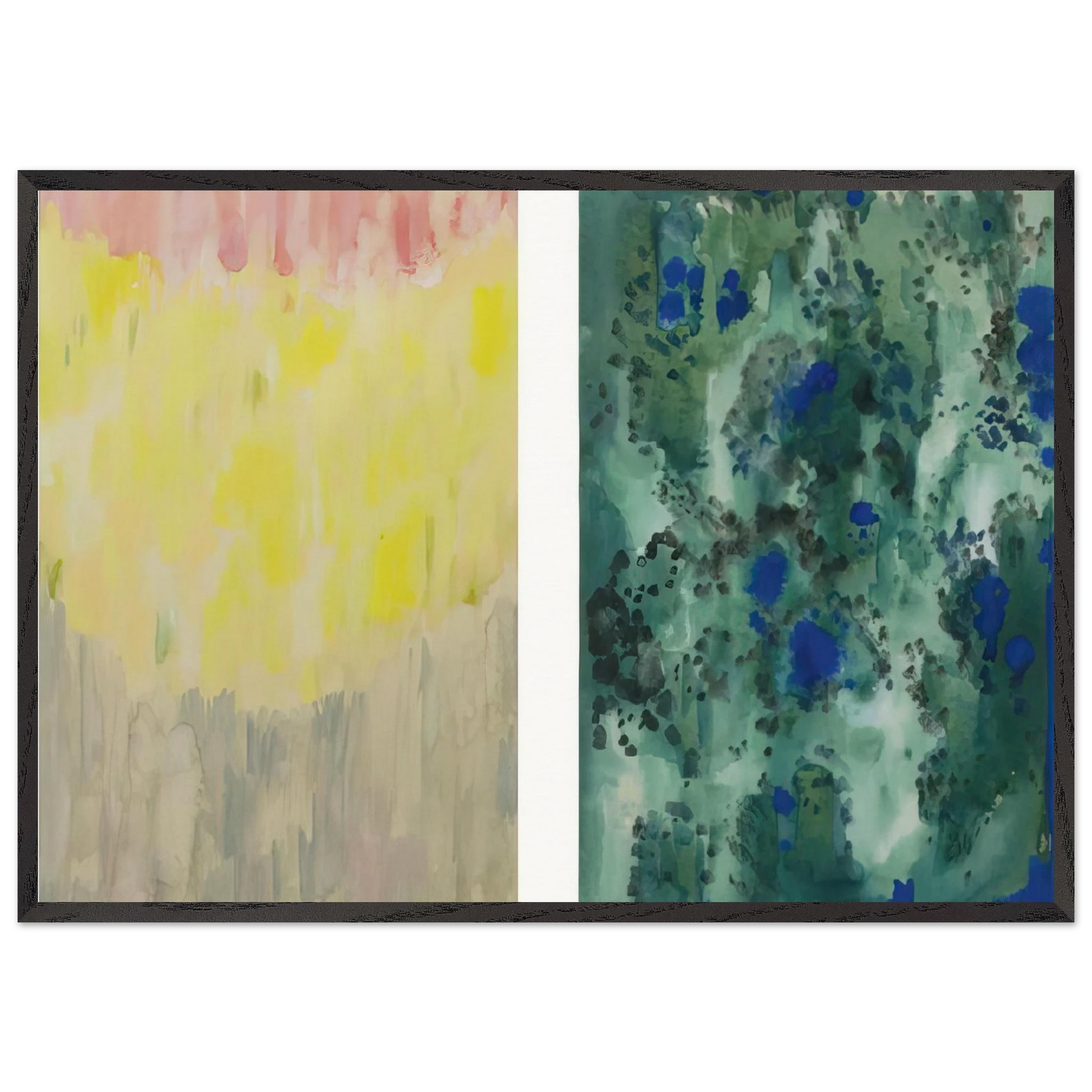 Harmony in Blue and Green Abstract Composition - Abstract Art - Natalia Goncharova Framed Art Print – Black Wooden Frame - Default Title - -Framed Art Print