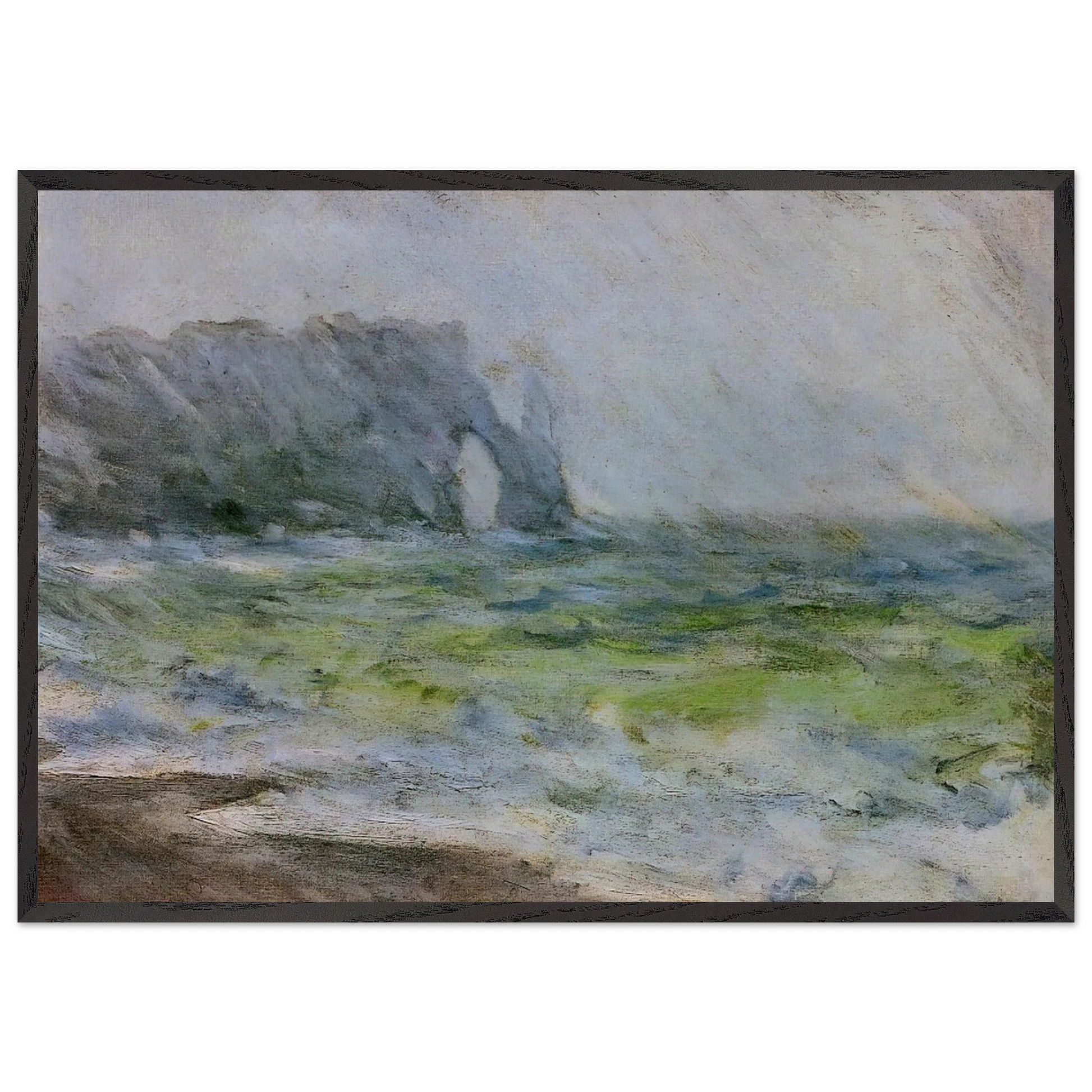 The Manneport Etretat in the Rain - claude monet Framed Art Print – Black Wooden Frame - Default Title - -Framed Art Print