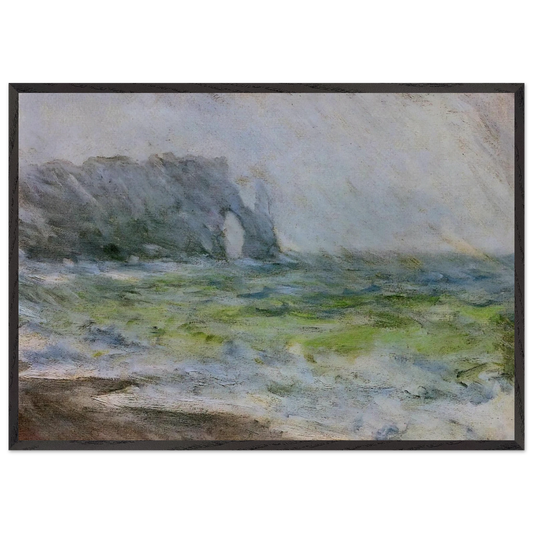 The Manneport Etretat in the Rain - claude monet Framed Art Print – Black Wooden Frame - Default Title - -Framed Art Print