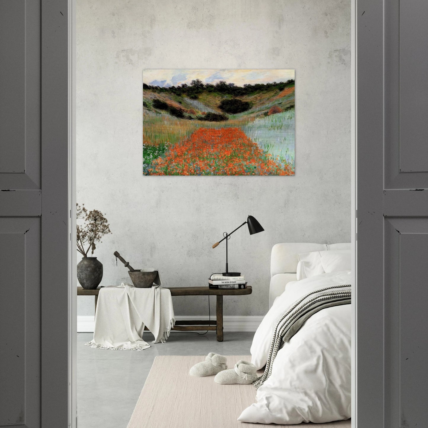 Poppy Field in a Hollow near Giverny - claude monet Brushed Aluminum Print - 70x100 cm / 28x40 inches | claude monet Aluminum Print | claude monet Prints