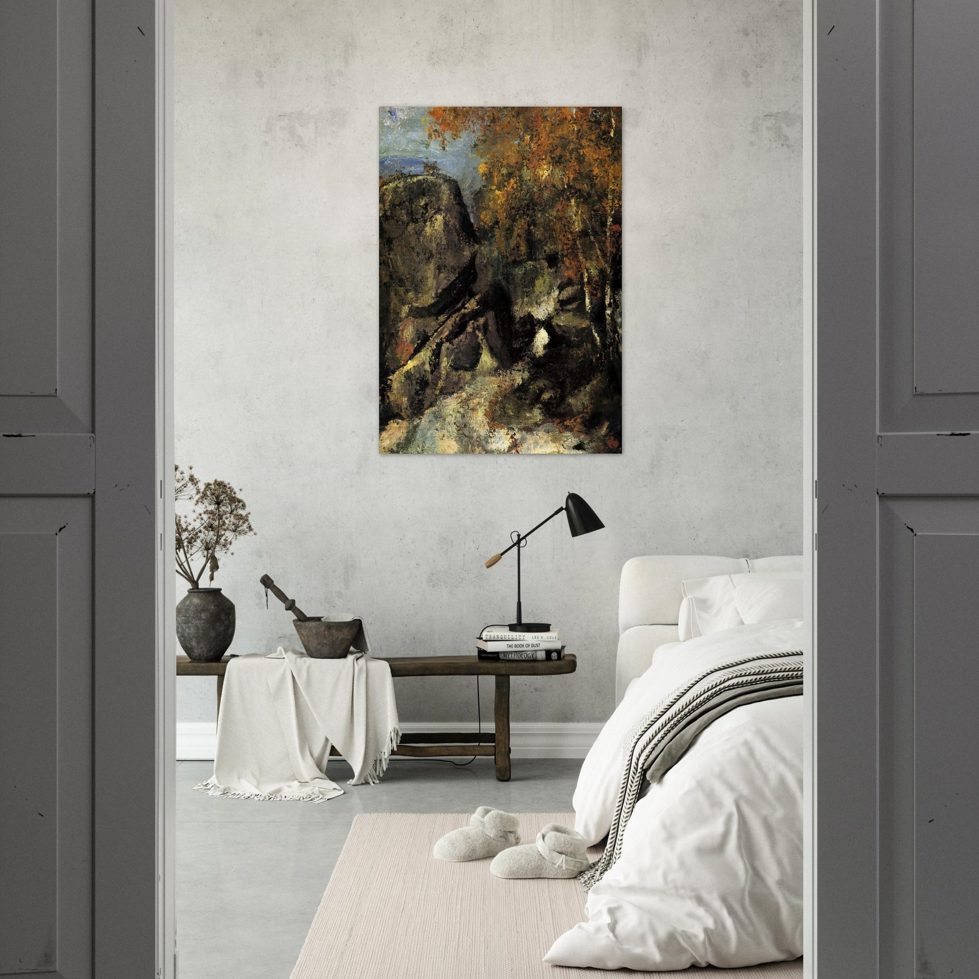 Rock in the Forest of Fontainbleau - Paul Cézanne Brushed Aluminum Print - 70x100 cm / 28x40 inches | Paul Cézanne Aluminum Print | Paul Cézanne Prints