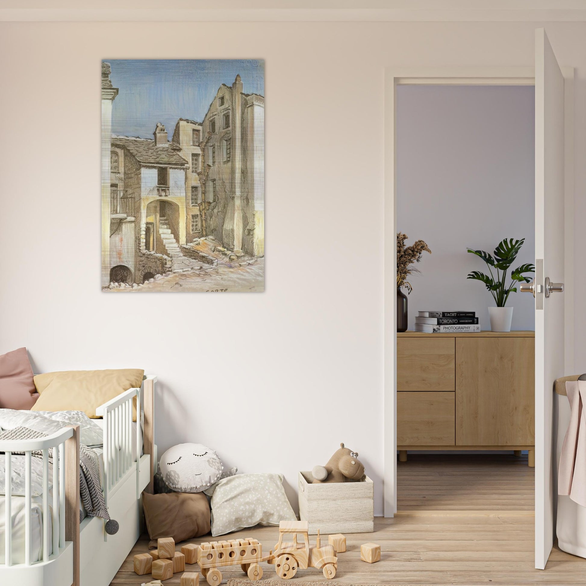 CORTE CORSICA - MC Escher Brushed Aluminum Print - 70x100 cm / 28x40 inches | MC Escher Aluminum Print | MC Escher Prints