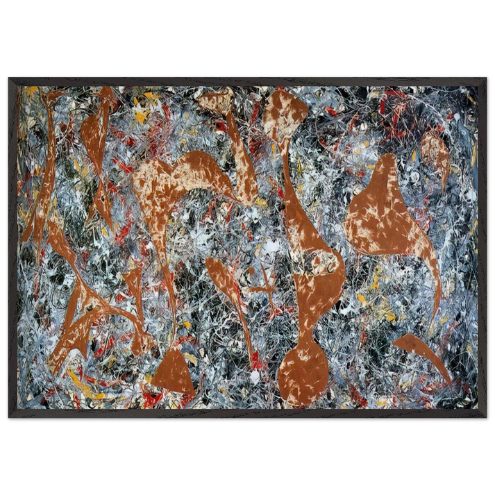 NUMBER 7 OUT OF THE WEB 1949 - Jackson Pollock 70x100 cm / 28x40 inches Framed Art Print – Black Wooden Frame