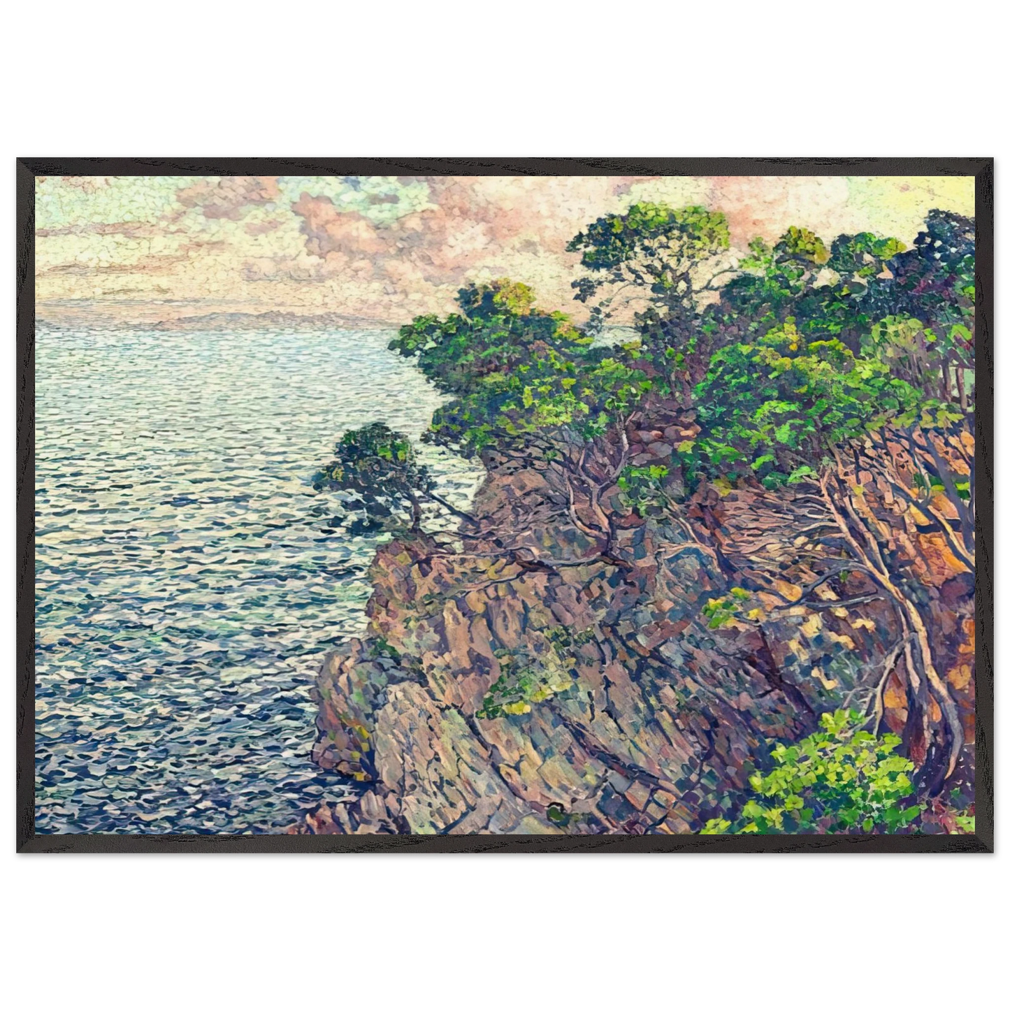 THE POINT OF ROSSIGNOL 1905 - Theo van Rysselberghe Framed Art Print – Black Wooden Frame - Default Title - -Framed Art Print