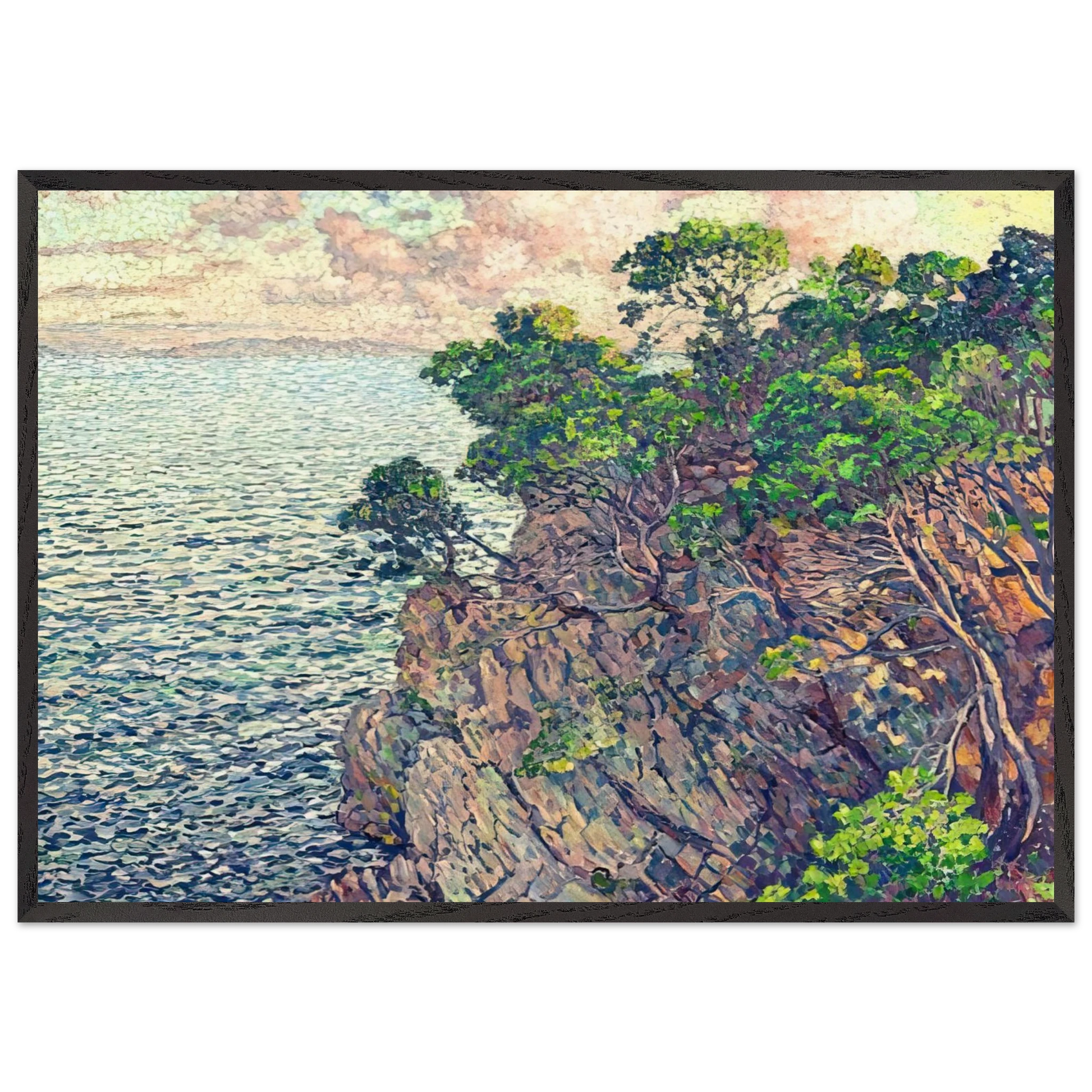 THE POINT OF ROSSIGNOL 1905 - Theo van Rysselberghe Framed Art Print – Black Wooden Frame - Default Title - -Framed Art Print