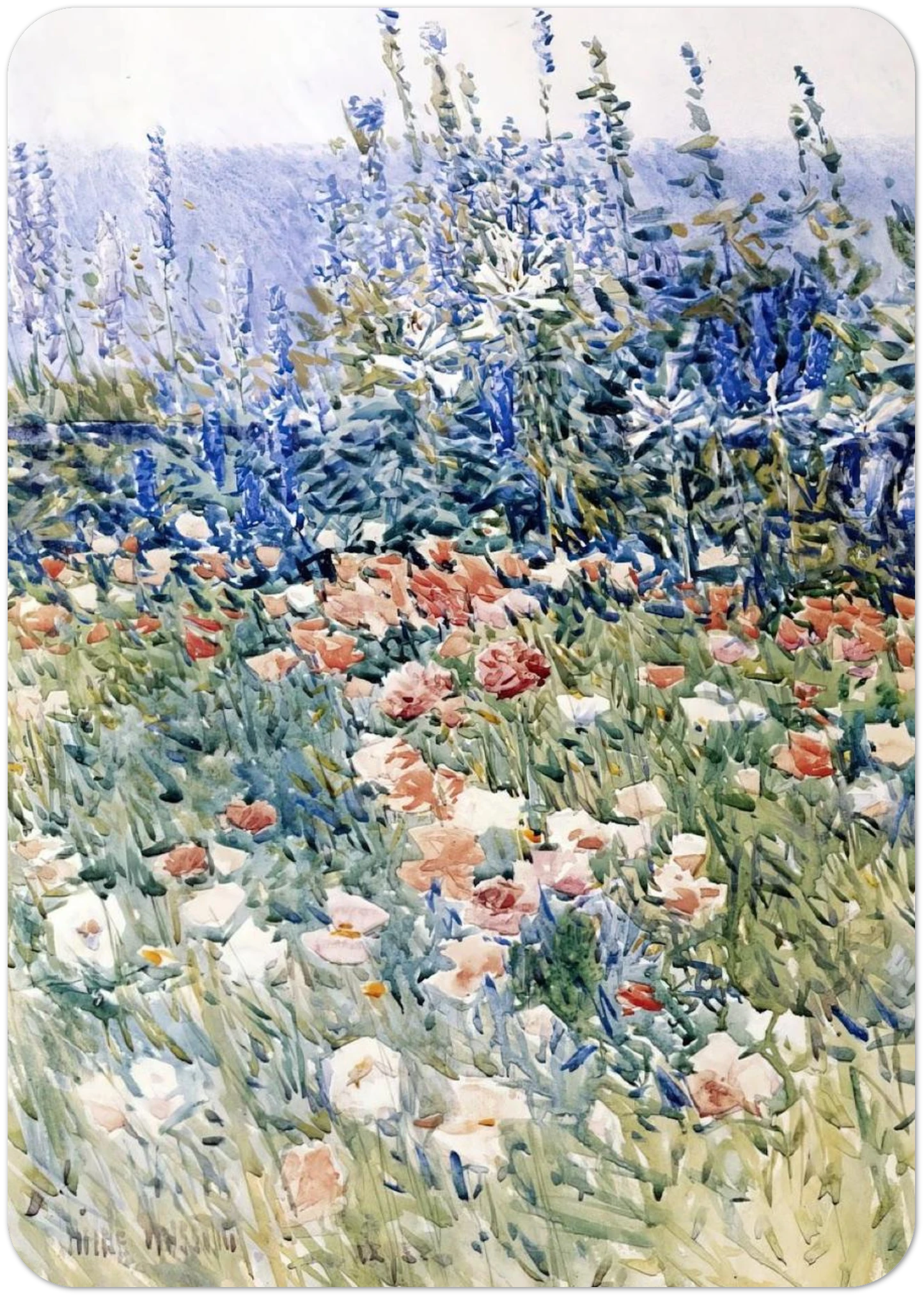 Flower Garden, Isles of Shoals By Childe Hassam Pack of 10 Post Cards | Childe Hassam Post Cards | A6 (10.5 x 14.8 cm) - 4.1 x 5.8 inches
