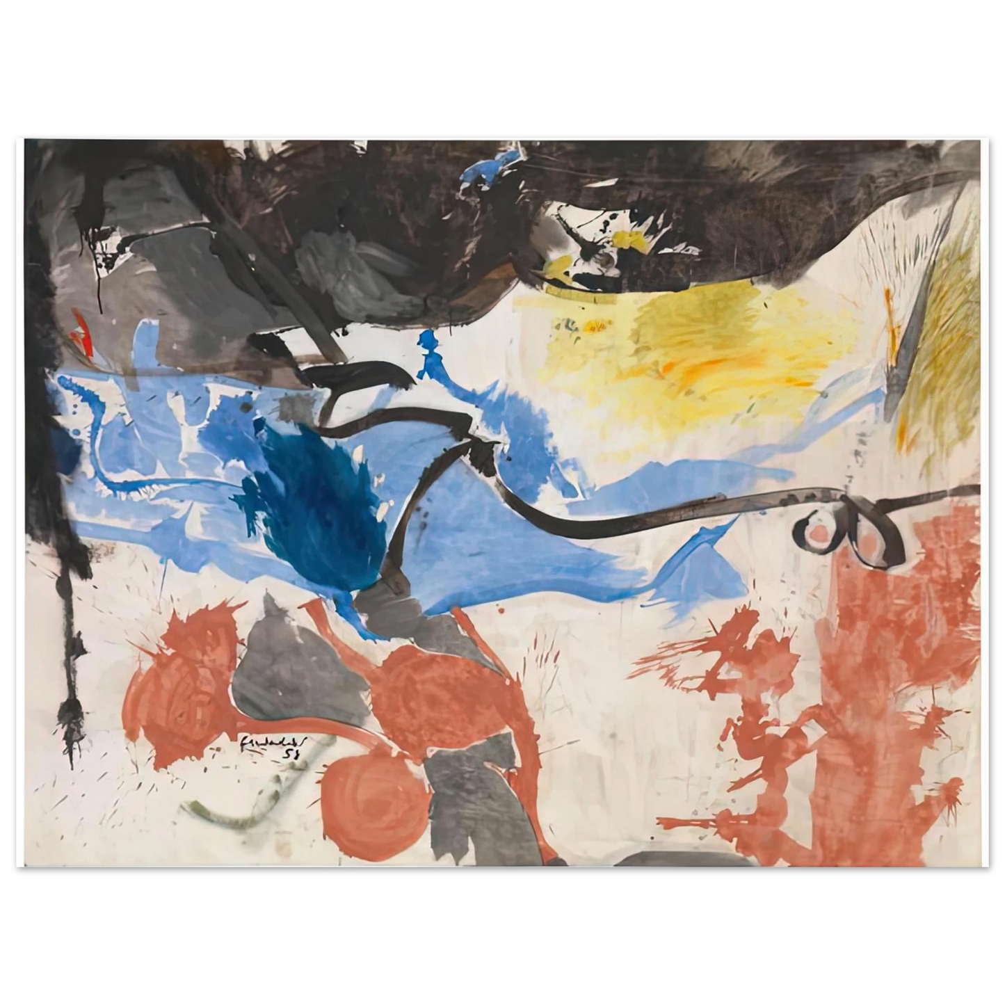 Helen Frankenthaler - Hotel Cro-Magnon, 1958- Wall Art - 21x29.7 cm / 8x12" - Fine Art Poster - -