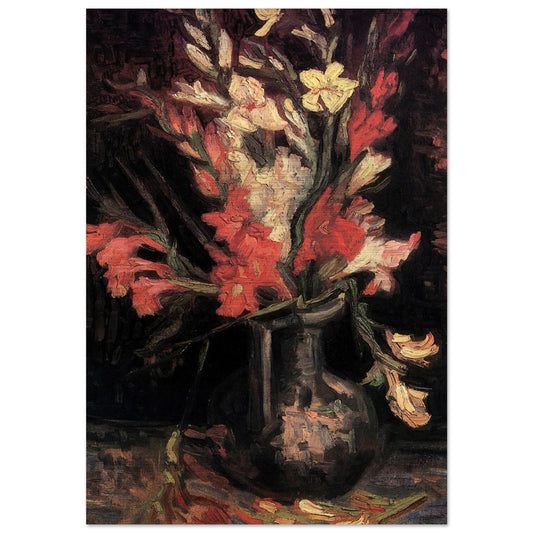 Vase with Red Gladioli - Vincent van Gogh Brushed Aluminum Print - 70x100 cm / 28x40 inches | Vincent van Gogh Aluminum Print | Vincent van Gogh Prints