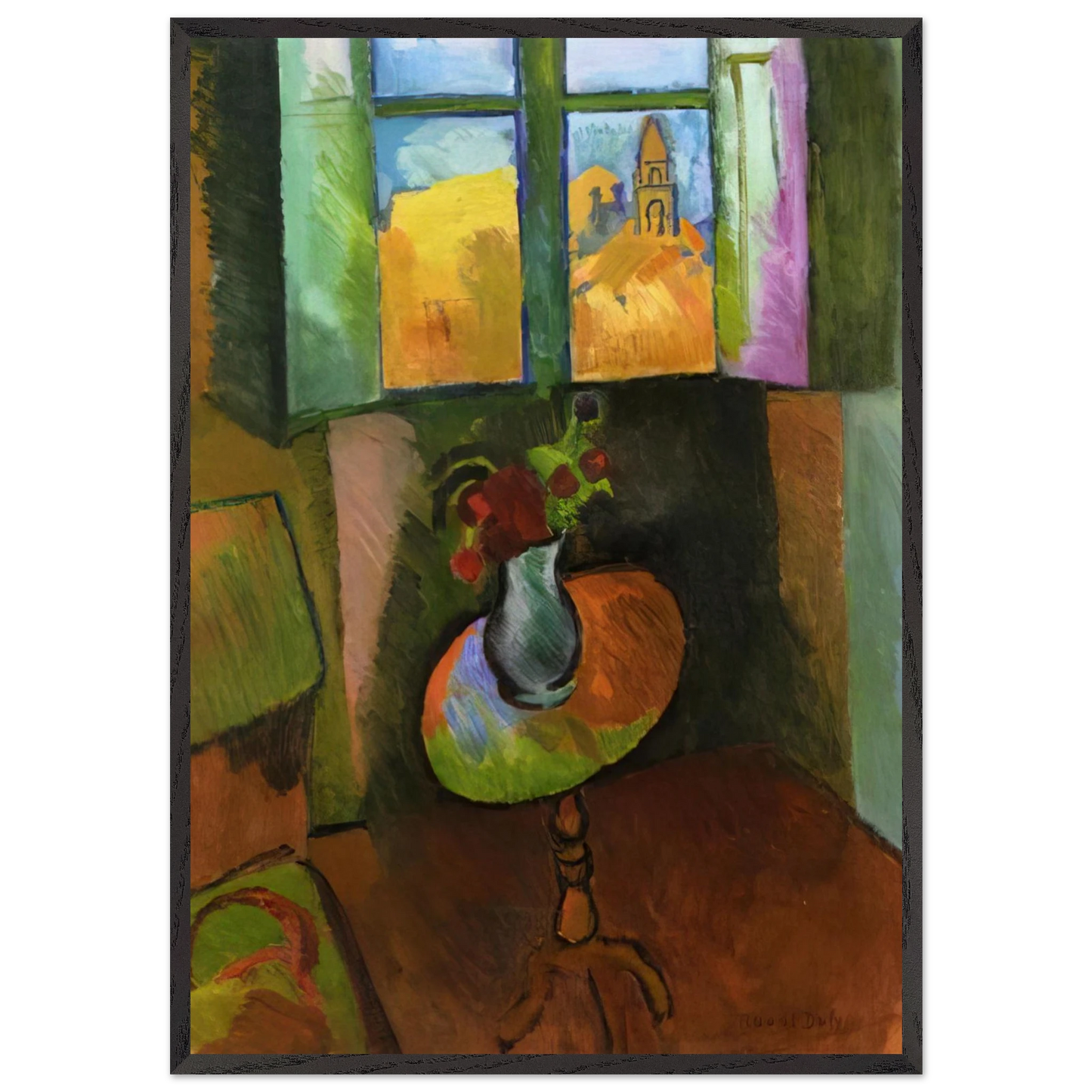 PEDISTAL TABLE RUE SEGUIER 1909 - Raoul Dufy Framed Art Print – Black Wooden Frame - Default Title - -Framed Art Print