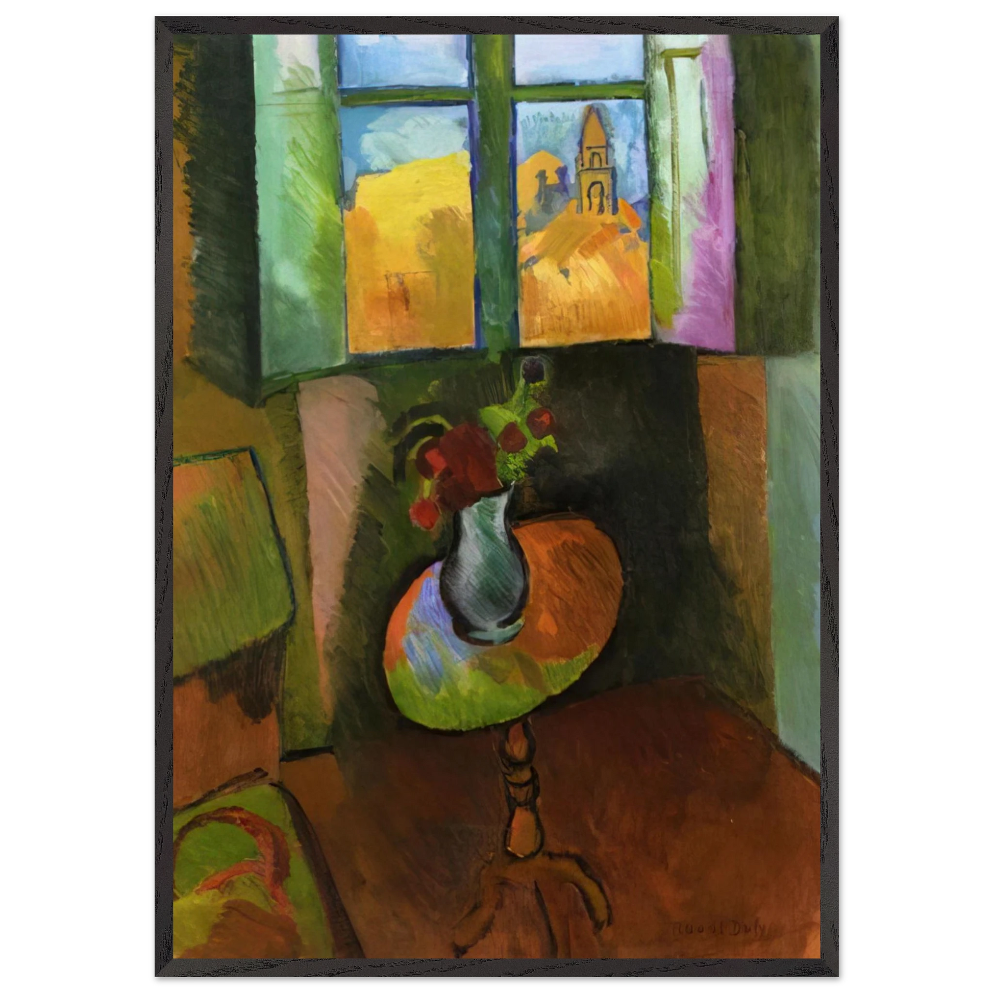 PEDISTAL TABLE RUE SEGUIER 1909 - Raoul Dufy Framed Art Print – Black Wooden Frame - Default Title - -Framed Art Print