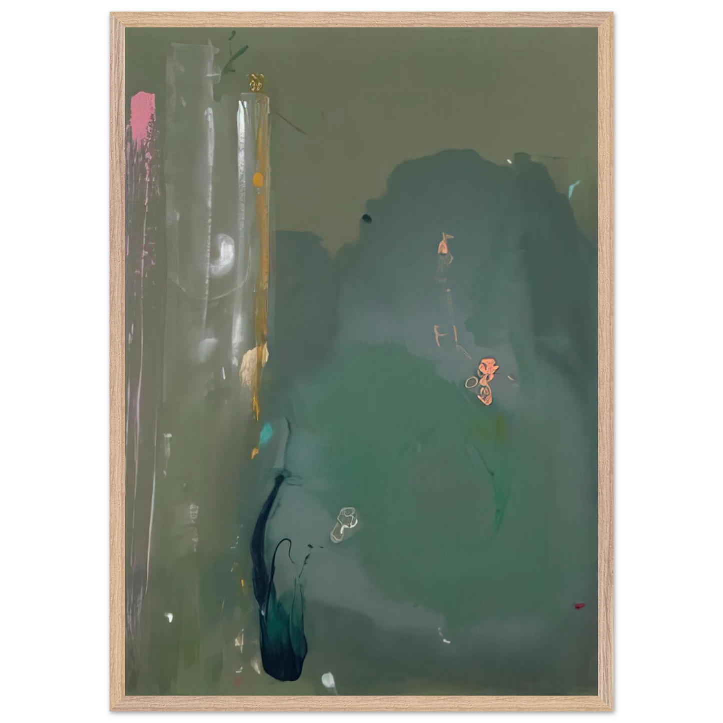 Helen Frankenthaler - CÃ´te d Argent - 1980 Wall art - 28x43  cm / XL (11x17 inches) - Premium Wooden Framed Poster With Fine Art Paper - White frame