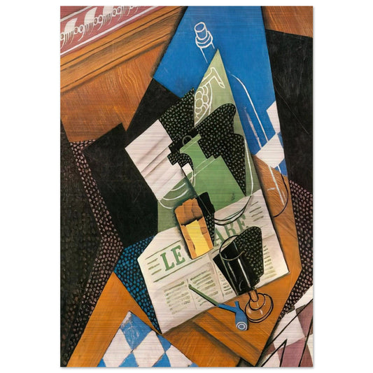 WATER BOTTLE BOTTLE AND FRUIT DISH 1915 - Juan Gris Brushed Aluminum Print - 70x100 cm / 28x40 inches | Juan Gris Aluminum Print | Juan Gris Prints