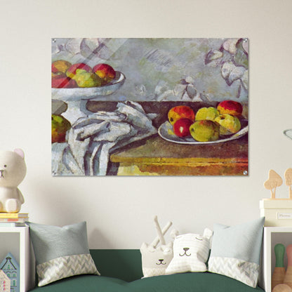 Still life with apples and fruit bowl - Paul Cézanne Acrylic Print - 70x100 cm / 28x40″ inches