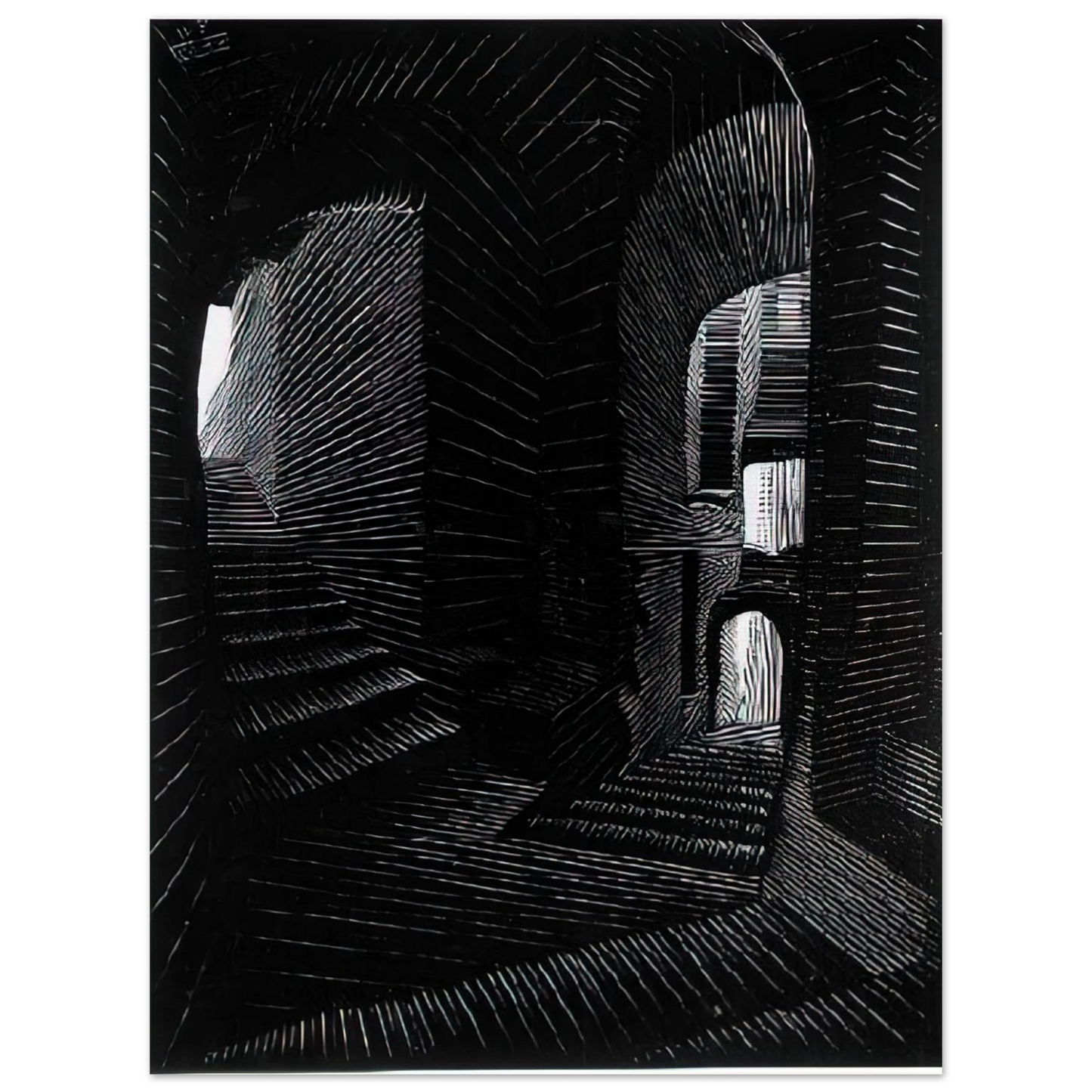 MC Escher - COVERED ALLEY IN ATRANI Wall Art - 21x29.7 cm / 8x12" - Fine Art Poster - -