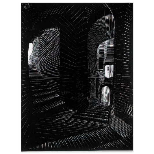 MC Escher - COVERED ALLEY IN ATRANI Wall Art - 21x29.7 cm / 8x12" - Fine Art Poster - -