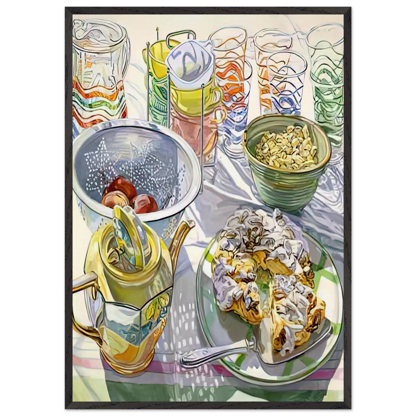 COFFEE CAKE 2003 - Janet Fish Framed Art Print – Black Wooden Frame - Default Title - -Framed Art Print