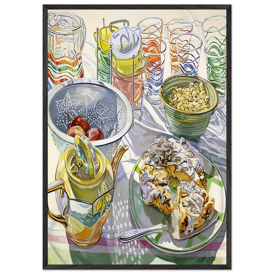 COFFEE CAKE 2003 - Janet Fish Framed Art Print – Black Wooden Frame - Default Title - -Framed Art Print