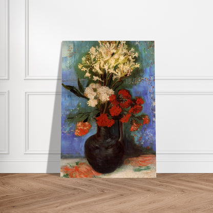 Vase with Carnations and Other Flowers - Vincent van Gogh Brushed Aluminum Print - 70x100 cm / 28x40 inches | Vincent van Gogh Aluminum Print | Vincent van Gogh Prints