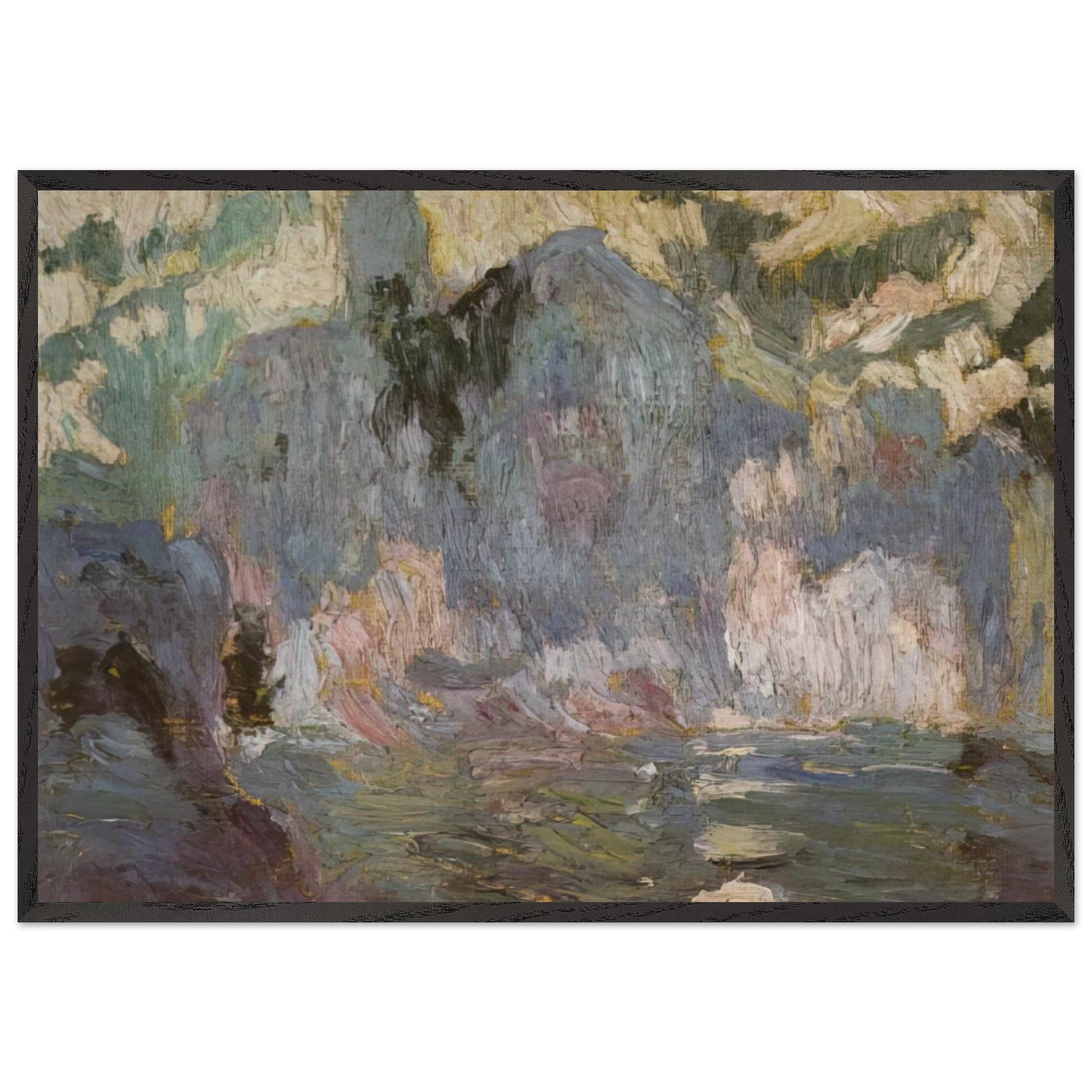 PLAYA PORT ALGUER FROM RIBA D EN PITXO - Salvador Dali Framed Art Print – Black Wooden Frame - Default Title - -Framed Art Print