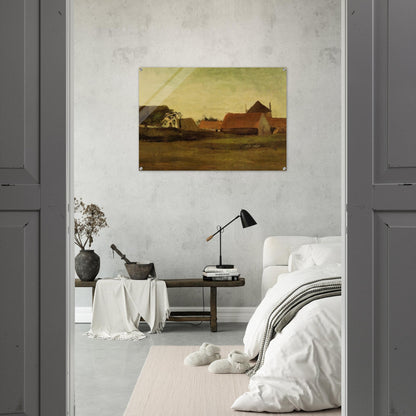 Farmhouses in Loosduinen near The Hague at Twilight - Vincent van Gogh Acrylic Print - 70x100 cm / 28x40″ inches