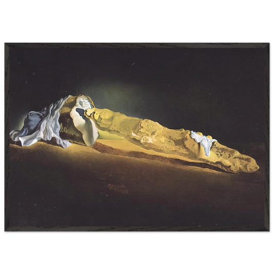 ORDINARY FRENCH LOAF WITH TWO FRIED EGGS - Salvador Dali Framed Art Print – Black Wooden Frame - Default Title - -Framed Art Print