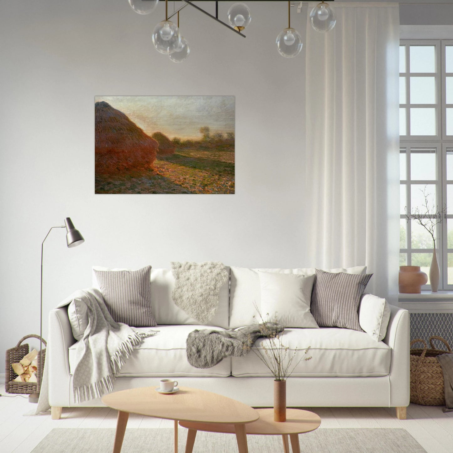 Haystacks, Last Sunrays - claude monet Brushed Aluminum Print - 70x100 cm / 28x40 inches | claude monet Aluminum Print | claude monet Prints