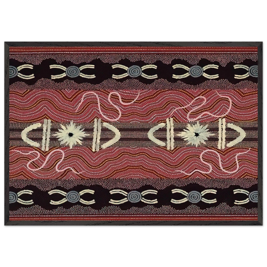 Mens Initiation Spider Dreaming - 1999 - Clifford Possum Tjapaltjarri Framed Art Print – Black Wooden Frame - Default Title - -Framed Art Print