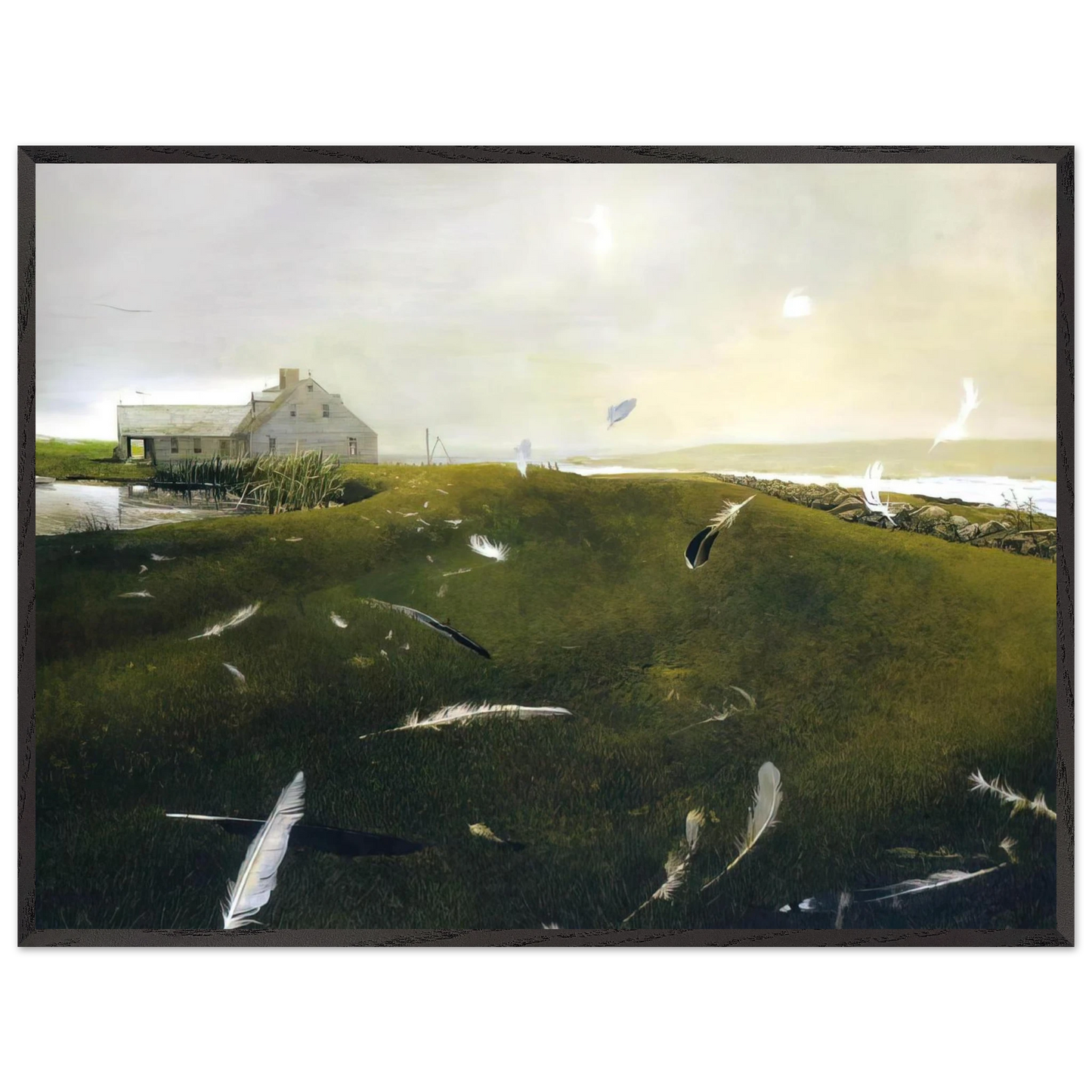 Andrew Wyeth - AIRBORNE Wall Art - 21x29.7 cm / 8x12" - Premium Wooden Framed Poster With Fine Art Paper - Wood frame