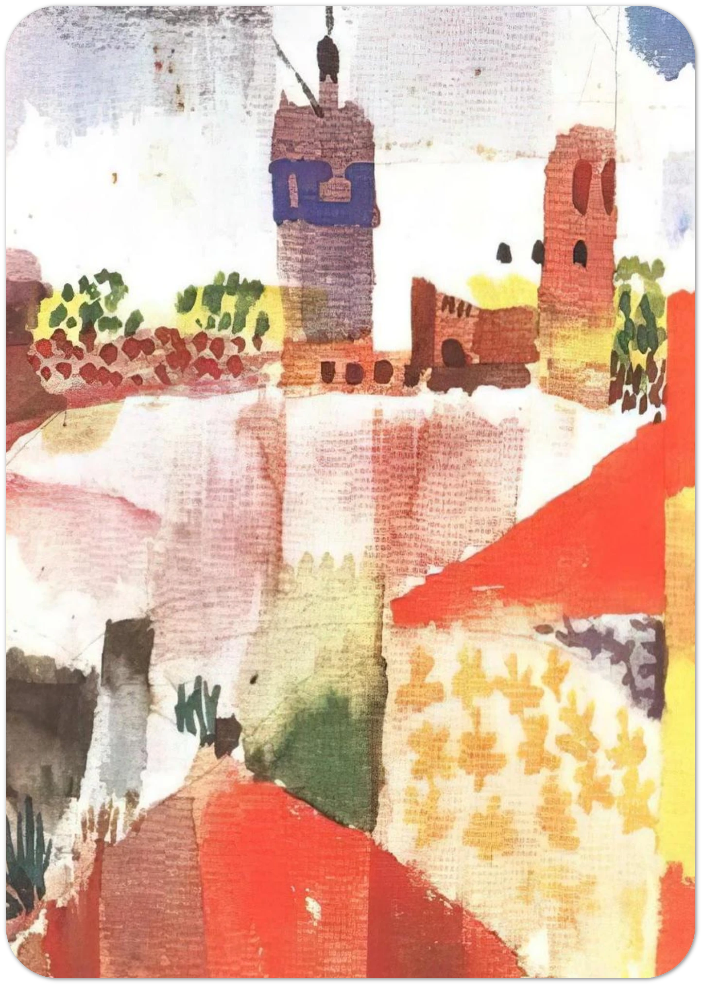 HAMMAMET WITH MOSQUE 1914 By Paul Klee Pack of 10 Post Cards | Paul Klee Post Cards | A6 (10.5 x 14.8 cm) - 4.1 x 5.8 inches