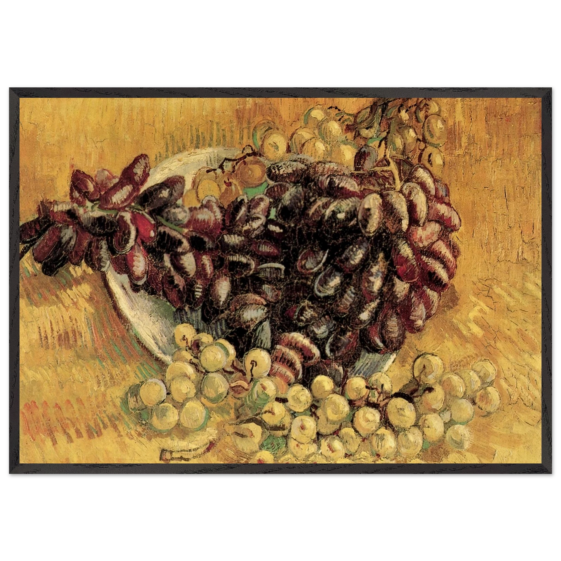Still Life with Grapes N2 - Vincent van Gogh Framed Art Print – Black Wooden Frame - Default Title - -Framed Art Print
